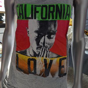 Womens Tupac Tank Top Amaru Awa Merchandising Sz L Large Gray California Love